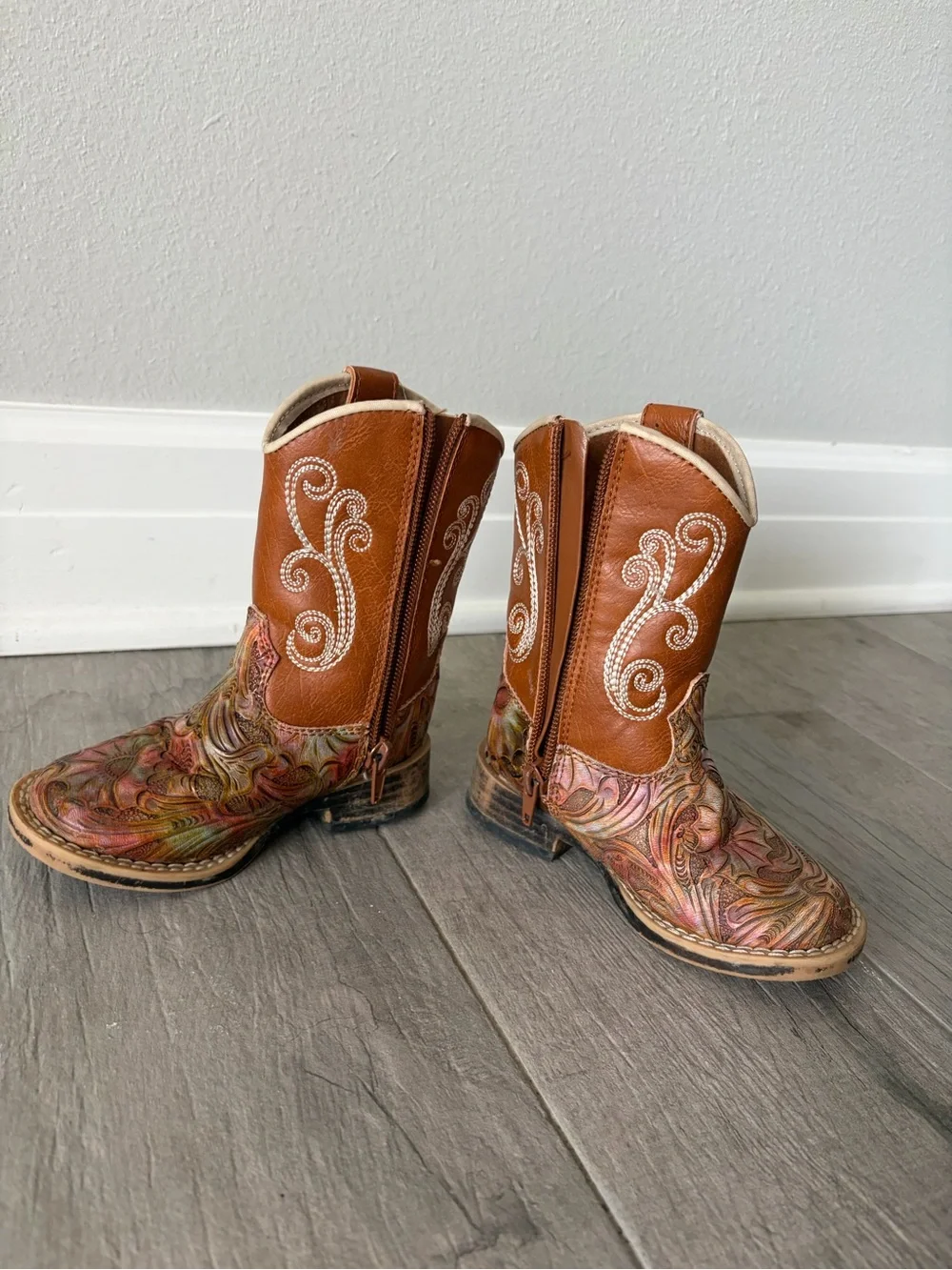 toddler girls  Brown Floral Western Cowboy Boots Twister Brand